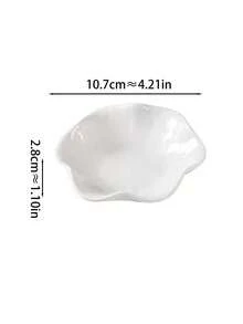 1 pièce Assiette à pâtisserie en porcelaine blanche élégante de style français , Assiette à dessert à pétales épaissie, assiette unique pour fruits secs et collations, assiette à petits fruits exquise pour les invités, délicate coupelle de trempage pour la maison. Idéal pour les restaurants, les pâtisseries et les salons. - Blanc - Voir 2