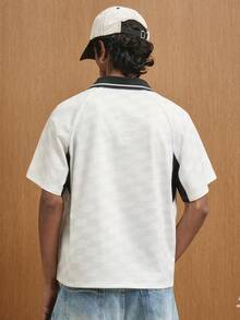 TOKVUE Men's Personalized Fashion Letter Print Raglan Sleeve Polo Shirt - White - View 2