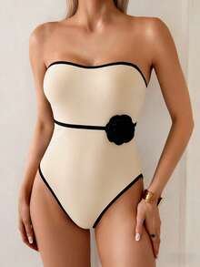 Swim Chiccia 女士可转换式无肩带碎花泳衣，舒适休闲度假装 - 彩色 - 查看 4