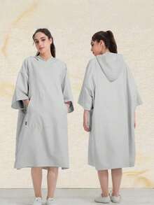 Hooded Surf Changing Robe, Wearable Beach Towel With Quick Dry Fleece, Sandproof Portable Poncho With Pocket For Swimming Pool, Unisex Outdoor Gear - Multicolor - View 14