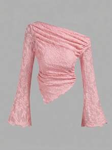 Firerie Kids Tween Girls' Casual Elegant Off-Shoulder Lace Blouse - Pink - View 5