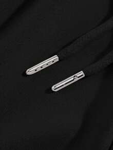 Manfinity EMRG Pantalones de chándal holgados para hombres con estampado de letras, cintura con cordón y bolsillos en diagonal - Negro - Ver 4