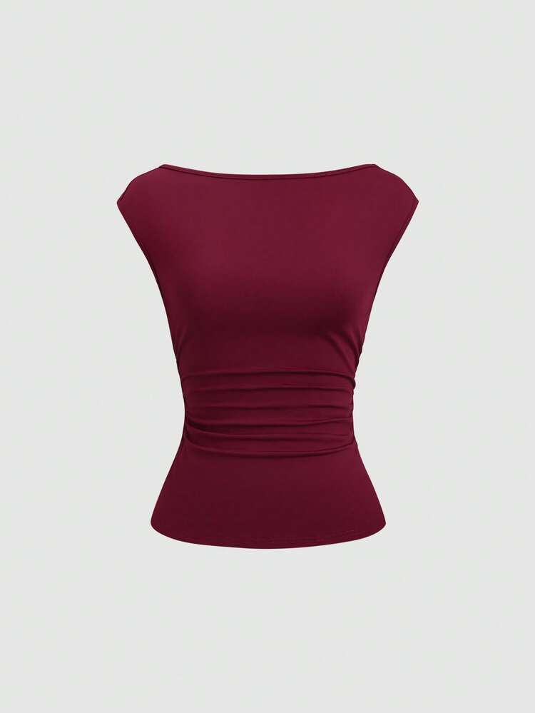 Sweetra Conjunto de camiseta sin mangas de punto con cordón ajustable en la cintura, unicolor, estilo minimalista y versátil para mujer - Multicolor - Añade 3