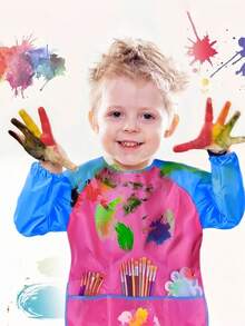 MINKOJA 1PC Waterproof Long Sleeves Painting Apron For Kids Holiday Gift Christmas - Pink - View 3