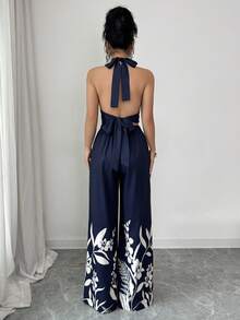 GlowEve Bộ đồ nữ thời trang Bohemian thanh lịch và sang trọng gồm áo không tay và quần ống đứng, thích hợp cho mùa hè. - Màu xanh hải quân - Xem 2