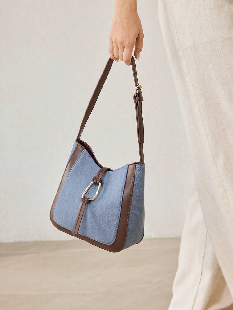 WOMEN'S SHOULDER BAG, SIMPLE COMMUTER BUCKET TOTE BAG