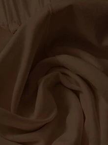 EMERY ROSE Conjunto de blusa plisada de color marrón sólido y elástica para uso casual y pantalones blancos de cintura elástica - Multicolor - Ver 5