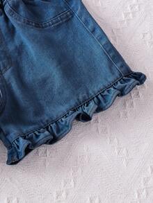 Genkimix Kids Multicolor Denim Shorts For Young Girls With Ruffled Short Length And Everyday Casual Design - Multicolor - View 7