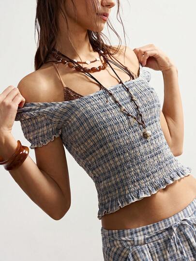 Bohemela 梭织格子女式短袖衬衫