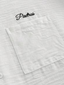 Bộ áo sơ mi và quần short in chữ nhăn màu trắng PAVTROS, phong cách trẻ trung năng động, thích hợp cho kỳ nghỉ hè, món quà lý tưởng cho bạn trai. - trắng - Xem 7