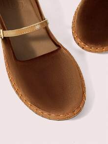 CUCCOO DOLLMOD Women's Shoes Classic Brown Flower Embroidery Velvet Bow Flats Mary Jane - dark brown - View 5