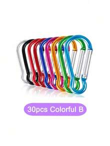 5/10/30/50个装登山扣钥匙圈散装弹簧钩钥匙链夹铝制D形环小登山扣，适用于背包旅行、露营、徒步旅行 - 彩色 - 查看 23