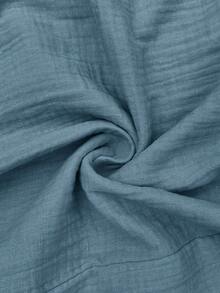 SHEIN Boat Neck Solid Color Waist Bow Decor Maternity Dress - Baby Blue - View 8