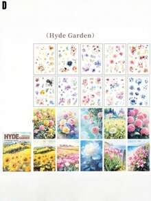 凤凰树叶花朵剪贴膜贴纸，日记贴纸簿，宠物花卉日记材料 - 套裝 - 查看 12