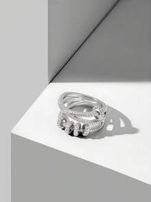 MOTF PREMIUM Anillo pequeño simple con baño de plata y oro, anillo micro-engarzado - Plateado - Ver 6