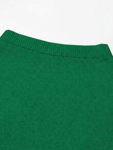 Franclia 秋冬新款宽松碎花圆领无袖针织背心搭配碎花灰色A字针织中长裙，女士两件套毛衣套装 - 綠色 - 查看 4