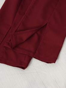 SHEIN 2件套女童撞色蝴蝶结长袖上衣和裤子，适合春秋季穿着 - 酒紅色 - 查看 7