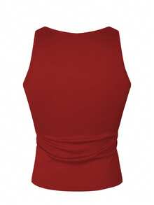 Manfinity Dauomo Camiseta de tirantes casual de unicolor acanalada para hombre - Rojo - Ver 2