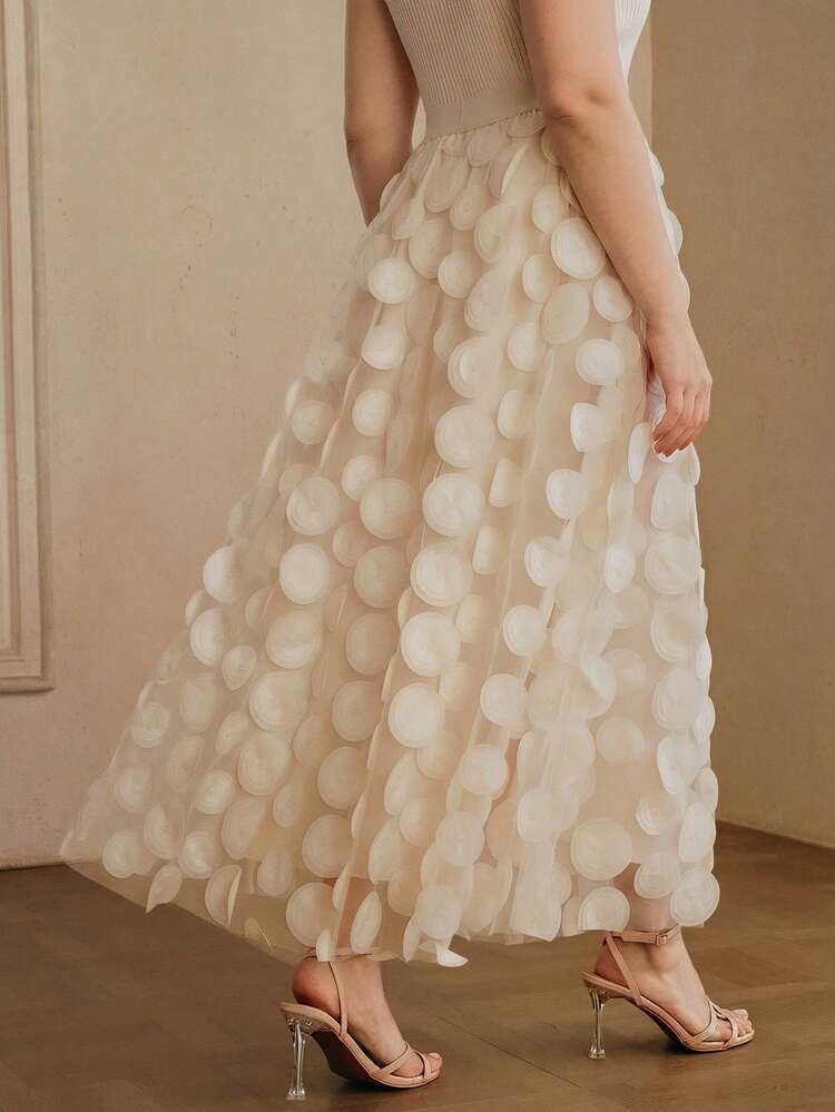 High Quality Fashionable Plus Size Women's Elegant A-Line Mesh Skirt, Suitable For Daily, Date, And Work Occasions