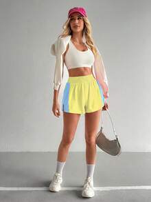 Eassivo Eassivo Casual Versatile Contrast Color Pocket Slim Fit Sports Shorts - Multicolor - View 4