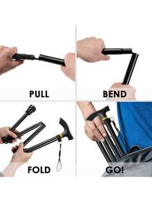 Adjustable Aluminum Crutch - Lightweight Folding Travel Cane With Ergonomic Grip & Non-Slip Tip For Walking Support, Hiking, Travel - Simple Version - View 8