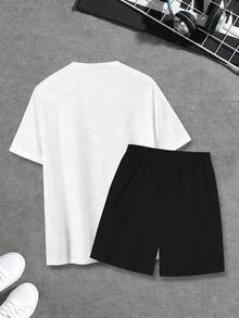 Manfinity LEGND 2pcs/Set Men's Casual Printed T-Shirt & Shorts - Multicolor - View 2