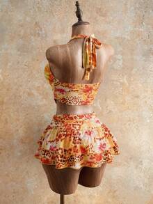 Mistrie Bộ đồ hai mảnh mùa hè mới dành cho nữ, kiểu dáng thường ngày, họa tiết da báo gợi cảm, khoét eo, phù hợp cho các lễ hội âm nhạc, lễ Phục sinh, sinh nhật, lễ tốt nghiệp, mặc hàng ngày, kỳ nghỉ, du lịch biển, tắm nắng. - Nhiều màu - Xem 2