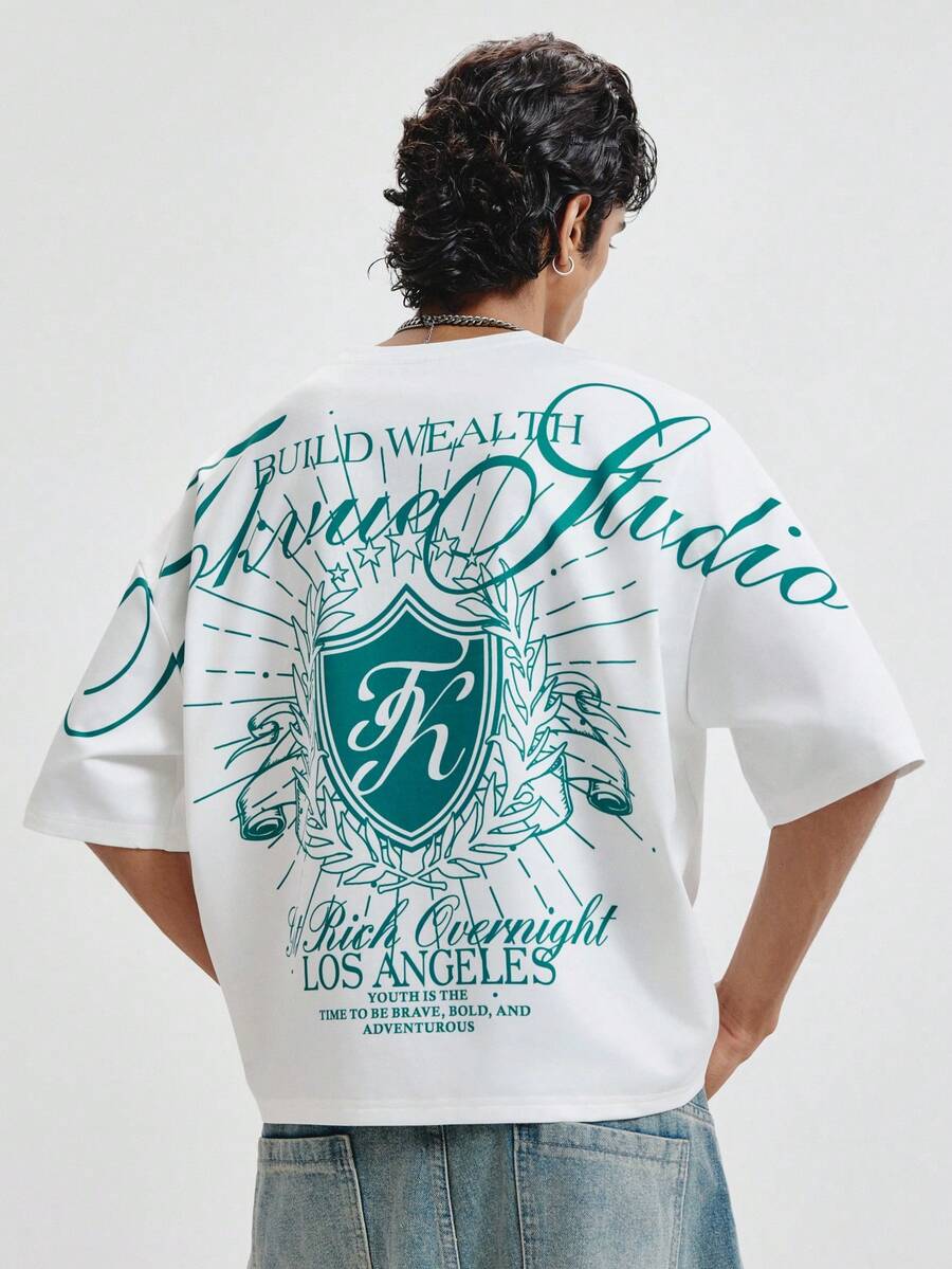 TOKVUE Men's Fashion Personalized Slogan Print T-Shirt - White - View 1