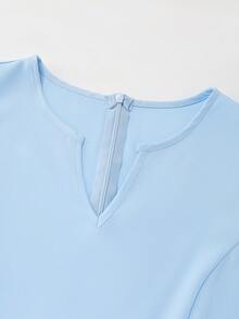 Franclia Women's V-Neck Pleated Waist Sleeveless Casual Flared Dress, Spring/Summer Baby Blue Dress Women Blue Dress Latest Dress - Blue - View 5