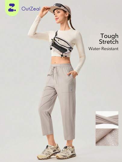 OutZeal Women Outdoor Pants Hiking Camping Water-Resistant Tapered Cropped Pants Outdoor Bottoms