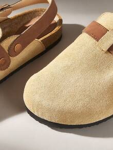 Solecia Giày nam mùa xuân hè mới, chất liệu da lộn, thiết kế khóa cài, đế bằng, thoải mái, màu kaki, thích hợp cho trang phục thường ngày, du lịch và nghỉ dưỡng. - Màu Khaki - Xem 5