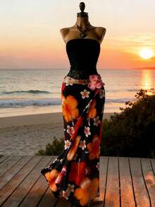 Lyxana Women's Lace Patchwork Versatile Daily Wear Tube Top - Black - View 7