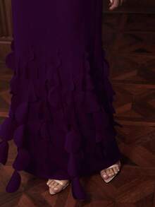 ZEYLAH Elegante vestido de sirena sin mangas de unicolor - Morado - Ver 5