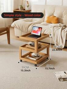 Mesa lateral de sala de estar de diseño geométrico estético de madera sólida, mesa de noche de madera de alcanfor, mesa de noche móvil con estantería de cabecera, mesa lateral pequeña de bambú simple y moderna, gabinete de almacenamiento multifuncional creativo para uso doméstico, estantería de almacenamiento para la sala de estar. - Multicolor - Ver 13