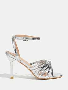 CUCCOO TILAWA Ladies Spring Summer Silver Fashion Shiny Party Elegant High Heel Sandals - Silver - View 2
