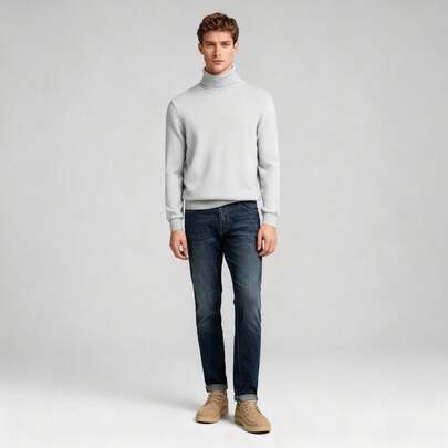 Suéter de Cuello Alto para Hombre en Tejido de Punto Fino: Estilo Clásico, Corte Regular y Variedad de Colores Para Salidas con Amigos, Casual y Formal a temporal, Verano, Primavera, Invierno y Otoño