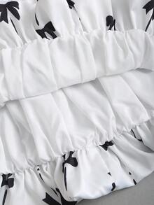 Pariaura Chân váy phồng nữ thanh lịch in nơ, kiểu dáng tối giản, phù hợp cho kỳ nghỉ, lễ hội âm nhạc, tiệc tùng, hẹn hò thường ngày và các dịp khác. - trắng - Xem 4