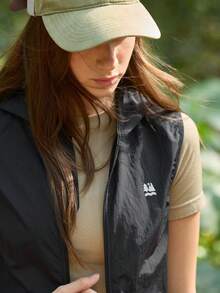 In My Nature Women's Zipper Front Hooded Outdoor Vest Jacket - Black - View 2