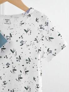 Genkimix Kids 2件套 女童简约可爱卡通绵羊印花短袖长款睡衣套装，粉色和灰色 - 藍色 - 查看 4