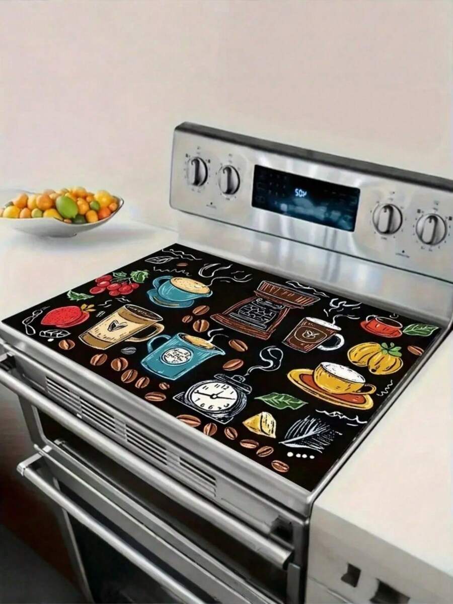 One-Piece, Flat Stove Guard Pad, With A Cover, Suitable For Kitchen Utensils. It Is Applicable To Induction Stoves, Glass Stoves, Multi-Functional Scratch-Resistant Pads, And Can Also Be Used As Mouse Pads For Ovens, Washing Machines And Dryers, As Well As Kitchen Decorations. - Multicolor - View 1