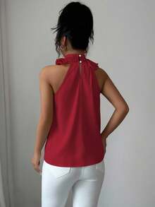Bluhae Ruched Sleeveless Blouse, Intellectual And Elegant - Burgundy - View 2