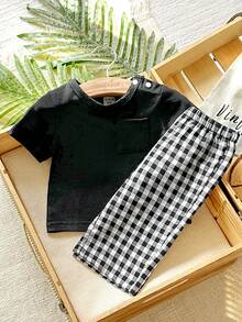 Vintaside Kids Bộ 2 món đồ sơ sinh kiểu dáng đồng quê giản dị, chất liệu cotton mềm mại, thoải mái, phù hợp cho mùa xuân, thu và đông, thiết kế thời trang unisex. - màu đen - Xem 3