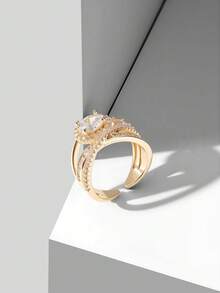 MOTF PREMIUM NHẪN THỂ HIỆN TÍNH CÁCH, MẠ VÀNG 18K, ĐÁ QUÝ TRẮNG NHIỀU LỚP, THIẾT KẾ HÌNH CHỮ THẬP. - Vàng - Xem 6
