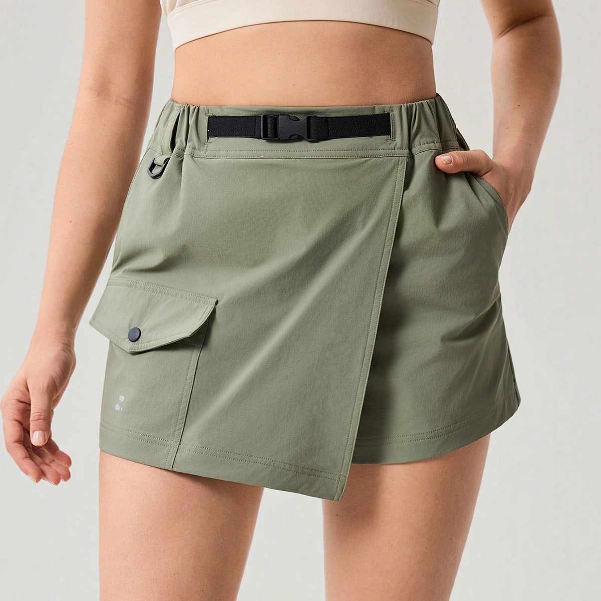 Falda pantalón deportiva para mujer con bolsillos cargo, ajustable, para senderismo y camping