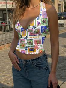 INAWLY Solva 女士随机印花露背度假风吊带背心 - 彩色 - 查看 3