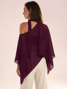 Avenya Áo kiểu nữ bằng vải chiffon, vai lệch, mỏng nhẹ, thanh lịch, mềm mại. - Màu tím - Xem 4