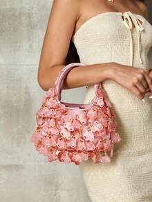 Viva Strut Ladies, Women Pink Acrylic Sheet Top Handle Bags, Fashionable, Personalized, Simple, Versatile, Street, Sweet And Cool Girls, Hot Girls,Y2k, For Date, Birthday, Evening, Date Nigh, Beach, Vacation, Holiday, Summer, Seaside, Beach Party - Pink - View 1