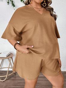 Plussiva 夏季套装，孕妇加大码纯色V领落肩短袖宽松休闲夏季两件套休闲两件套休闲两件套两件短裤套装女士休闲套装华夫格针织两件套棕色两件套两件休闲套装棕色两件短裤套装棕色两件套两件短裤套装配套家居服套装女士套装女士休闲套装女士休闲短裤套装女士休闲服华夫格针织套装裤子和衬衫女士运动套装女士服装折扣动物园套装女士休闲两件套休闲两件套女士短裤套装两件套Zanzea裤子和衬衫商务休闲女士套装拉链上衣拉链运动服斑马纹Larsson套装棕色两件套女士休闲两件套 - 卡其色 - 查看 4