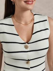 Briarwyn Women's Casual Commuter Sleeveless Striped Knit Top, Summer,White Top,Graduation Outfit,Graduation Ceremony Women's Vest Tops Women's Tops And Blouses Women's Tops For Summer Women's Tops Yacht Outfit Women - White - View 7