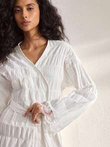 Ocili Women's Solid Color Minimalist Casual Robe - White - View 6